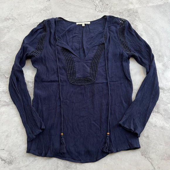 Daniel Rainn Blue Crepe Scrunch Shirt Size Small S Peasant Top - Picture 1 of 4